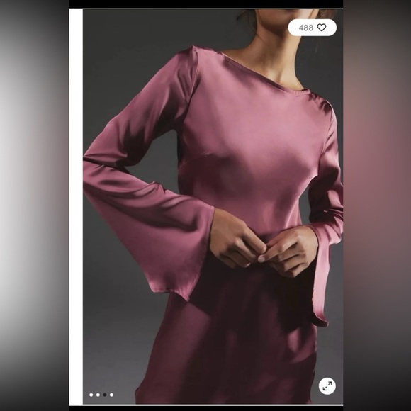 NWT Urban Outfitters Kiss The Sky Satin Long Sleeve Mini Dress 
Size Large - Picture 5 of 12